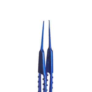 Image of 560-180 Castroviejo Titanium Suturing Forceps, Marina Medical Instruments, side view, thin and delicate structure, closeup tip image